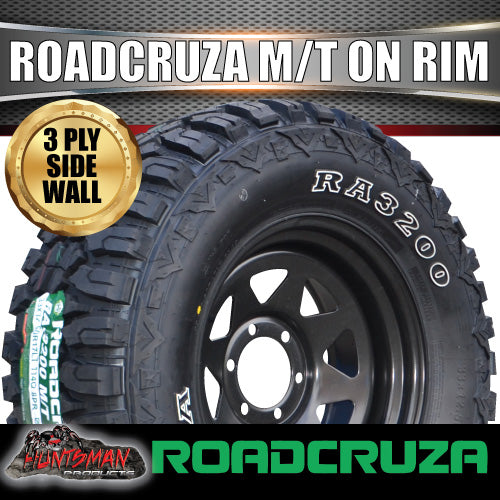 35X12.5R15 L/T Roadcruza Mud tyre on 15" black steel rim. 35 12.5 15
