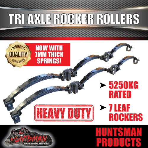 Tri 5250Kg 7 Leaf Rocker Roller Trailer Spring Set & High Tensile 5/8 U Bolt Kit (from 9 leaf)