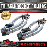 TRI AXLE 5 LEAF GALVANISED DACROMET ROCKER ROLLER TRAILER SPRING & U BOLT SET 3750kg