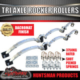 TRI AXLE 5 LEAF GALVANISED DACROMET ROCKER ROLLER TRAILER SPRING & U BOLT SET 3750kg