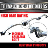 TRI AXLE 7 LEAF GALVANISED DACROMET ROCKER ROLLER TRAILER SPRING & U BOLT SET 5250kg