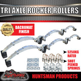 Tri Axle 5250kg 7 Leaf Galvanised Dacromet Rocker Roller Trailer Spring & U Bolt Set. 7mm Thick Springs!