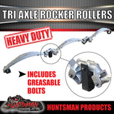 TRI AXLE 9 LEAF 6750kg GALVANISED DACROMET ROCKER ROLLER TRAILER SPRING & U BOLT SET. 7MM THICK SPRINGS!