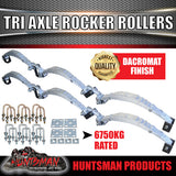TRI AXLE 9 LEAF 6750kg GALVANISED DACROMET ROCKER ROLLER TRAILER SPRING & U BOLT SET. 7MM THICK SPRINGS!