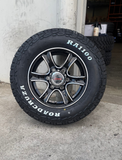 16" 6 Stud Stealth Caravan Trailer Alloy Mag Rim & 225/75R16 LT RA1100 AT TYRE