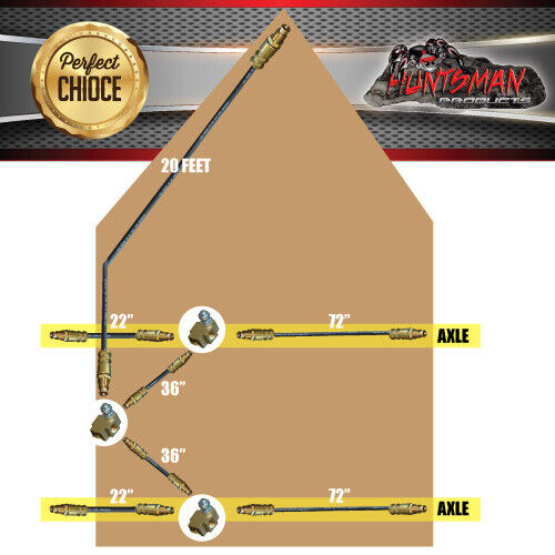 Tandem Hydraulic Disc Drum Brake Flexi Hose Line Kit  For Trailers & Caravans