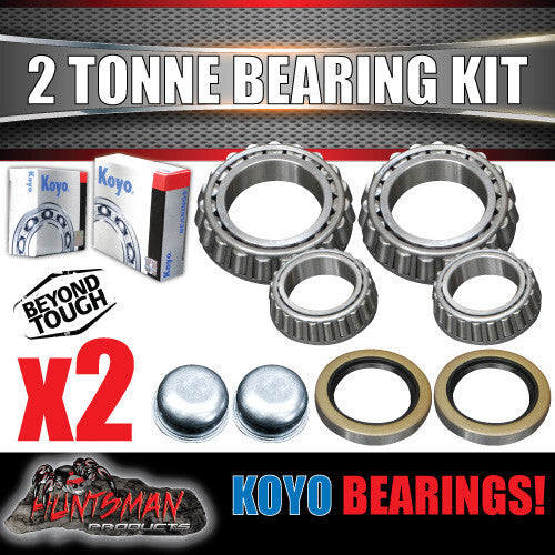 x2 Koyo 2000Kg Trailer Caravan Bearing Kits 25580 & 15123 Suit Dexter 2T Drums