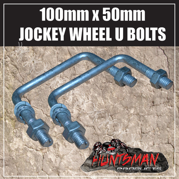 2X JOCKEY WHEEL U BOLTS TO SUIT 100MM X 50MM SQUARE DRAW BAR.