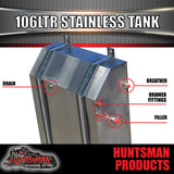 Stainless Steel  Caravan Camper Trailer 4wd 106 Litre Water Tank & Brackets.