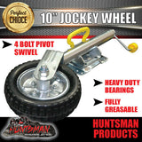 10" Trailer Caravan Swing Up Jockey Wheel & 75x50mm U bolts. 1000Kg Rated