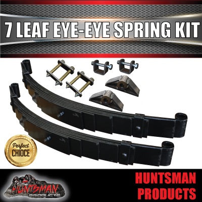 7 Leaf 60mm x 6mm Eye to Eye Trailer Caravan Springs & Hanger Kit 1600Kg Rated.