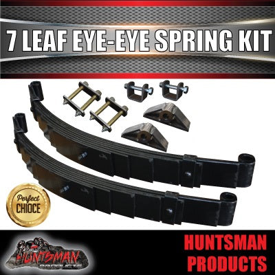 7 Leaf 60mm x 6mm Eye to Eye Trailer Springs & Hanger Kit 1600Kg Rated.