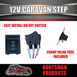 12 Volt Motorised Aluminium Caravan Motorhome Single Step & Switch 150Kg Rated