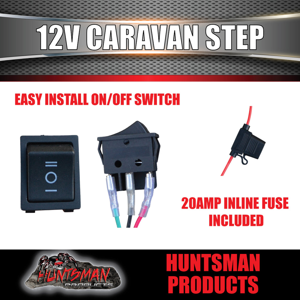 12 Volt Motorised Aluminium Caravan Motorhome Double Step & Switch 150 ...