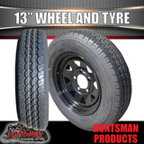 13" TRAILER CARAVAN HT HOLDEN BLACK STEEL RIM & 165R13C TYRE. 165 13