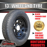 13" TRAILER CARAVAN BLACK STEEL RIM SUITS FORD & 165R13C TYRE. 165 13