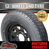 13" TRAILER CARAVAN HT HOLDEN BLACK STEEL RIM & 165R13C TYRE. 165 13