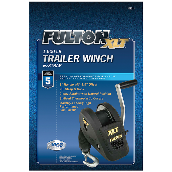 Fulton 142311 1500Lb Single Speed Winch 20' Strap Included Black Cover