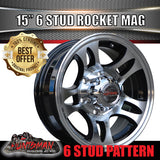 15x6 Trailer Caravan 6 Stud Rocket Alloy Mag Wheel.