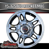 15x6 Trailer Caravan 6 Stud Rocket Alloy Mag Wheel.