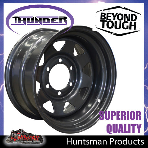 17X8 6 Stud BlackThunder Rim -23 Offset. 6/139.7 PCD.  Fits Landcruiser, Patrol etc