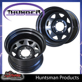 16x10 6 Stud Black Thunder Steel Rim -44 Offset. 6/139.7 PCD.  Fits Landcruiser, Patrol etc