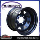 16x10 6 Stud Black Thunder Steel Rim -44 Offset. 6/139.7 PCD.  Fits Landcruiser, Patrol etc