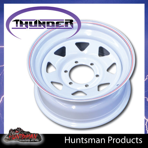 16x7 6 Stud White Thunder Steel Rim -13 Offset. 6/139.7 PCD.  Fits Landcruiser, Patrol etc