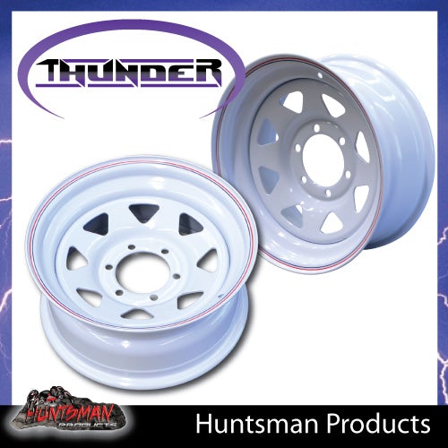 16x6 6 Stud White Thunder Steel Wheel Rim 0 Offset. 6/139.7 Caravan Trailer