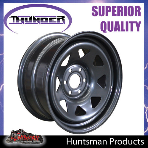 16X8 Sunraysia 6/114.3 PCD +20 Offset Black Thunder Steel Rim D40 NP300