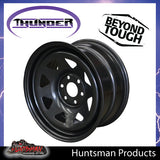 17X8 Sunraysia 6/114.3 PCD +20 Offset Black Thunder Steel Rim D40 NP300