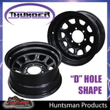 16x8 6 Stud Black Thunder D Hole Steel Wheel Rim -23 Offset. 6/139.7 PCD.