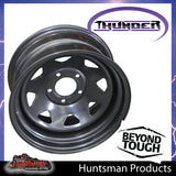 17x8 5 Stud Black Thunder Jeep Steel Wheel Rim 5/127 PCD, -25 Offset.