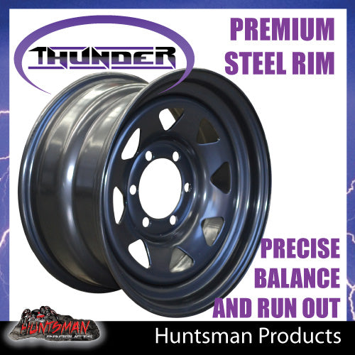 17X8 6 Stud Thunder Steel Rim +20 Offset 6/139.7 PCD.  Fits Ranger, Hilux, D-Max, BT-50 etc