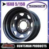 16x8 5/150 PCD Black thunder Steel Wheel Rim -50 Offset.   Fits Toyota Landcruiser
