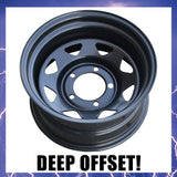 16x8 5/150 PCD Black thunder Steel Wheel Rim -50 Offset.   Fits Toyota Landcruiser
