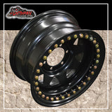 16X8 Beadlock 6 STUD BLACK STEEL WHEEL 0 OFFSET