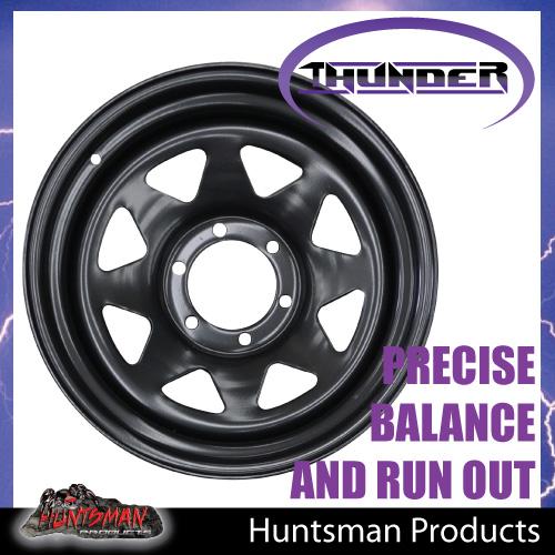 17X8 6 Stud Black Thunder Rim 0 Offset. 6/139.7 PCD. Fits Landcruiser, Patrol, Ranger, Hilux etc