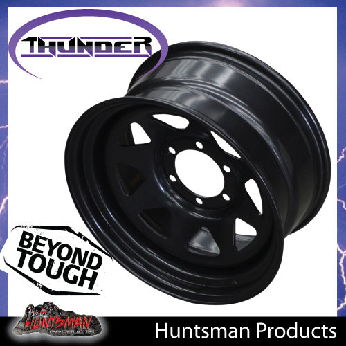 17X8 6 Stud Black Thunder Rim -13 Offset. 6/139.7 PCD.  Fits Landcruiser, Patrol etc