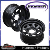 17X8 6 Stud Black Thunder Rim -13 Offset. 6/139.7 PCD.  Fits Landcruiser, Patrol etc