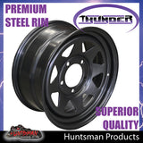 17x8 5 Stud Black Thunder Steel Rim 5/150, +30 suits Landcruiser 100/200 Series Pattern