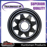 17x8 5 Stud Black Thunder Steel Rim 5/150, +30 suits Landcruiser 100/200 Series Pattern