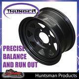 17x8 5 Stud Black Thunder Steel Rim 5/150, +30 suits Landcruiser 100/200 Series Pattern