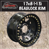 17X8 Beadlock 6 STUD BLACK STEEL WHEEL -13 OFFSET
