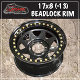 17X8 Beadlock 6 STUD BLACK STEEL WHEEL -13 OFFSET