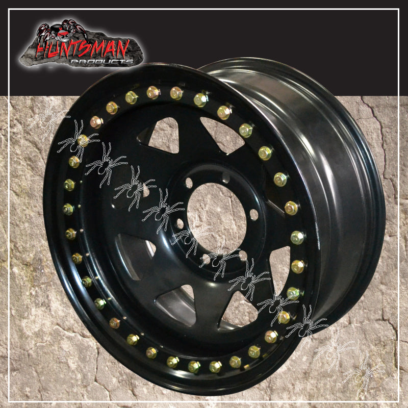 17X8 Beadlock 6 STUD BLACK STEEL WHEEL -13 OFFSET