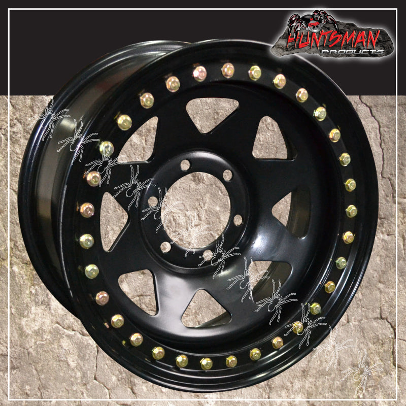17X8 Beadlock 6 STUD BLACK STEEL WHEEL -13 OFFSET