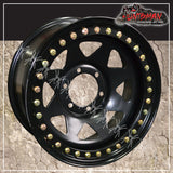 17X8 Beadlock 6 STUD BLACK STEEL WHEEL -13 OFFSET
