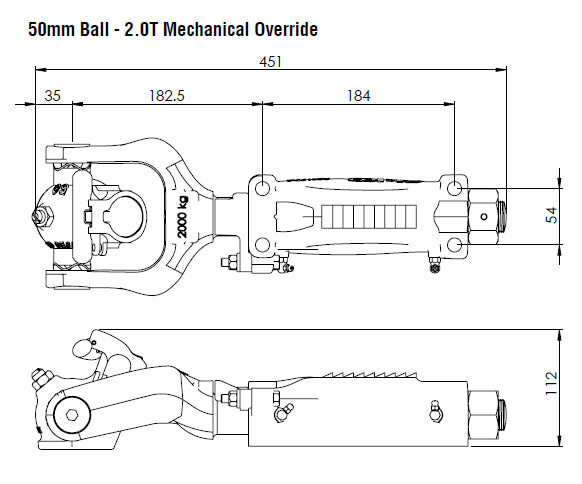 Alko Off Road 2000kg Mechanical Override Coupling Kit for 50mm Ball.  619200