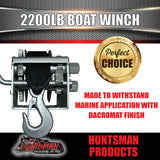 2200lbs 1000kg 7.5m Strap Boat Trailer Winch Dacromet Coat 10/5/1:1 Marine Ratio